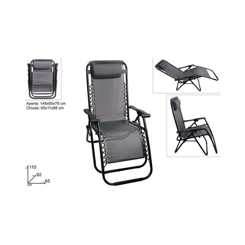 SEDIA POLTRONA SDRAIO GRAV.ZERO GRIGIO EAN 8034048670651 INGROSSO SDRAIO E LETTINI MARE