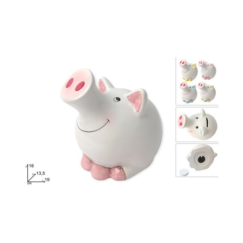 SALVADANAIO MAIALINO H. 14 CM 4 COL EAN 8034048659137 INGROSSO SALVADANAI E OROLOGI