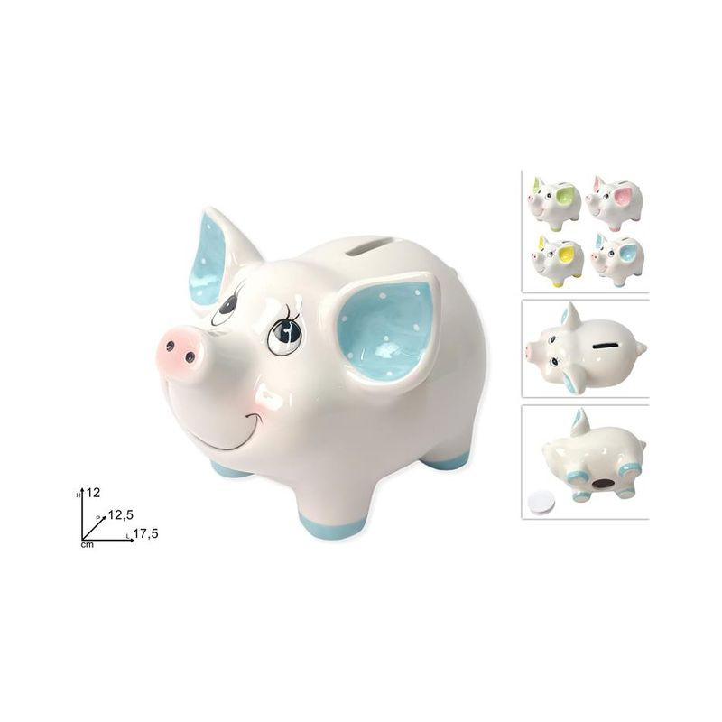 SALVADANAIO MAIALINO H. 17 CM 4 COL EAN 8034048659151 INGROSSO SALVADANAI E OROLOGI