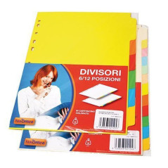 CARTONCINO 6 POSIZ. COLORATI CARTOLERIA EAN 8033593021253 INGROSSO COPERTINE SEMPLICI E DIVISORI