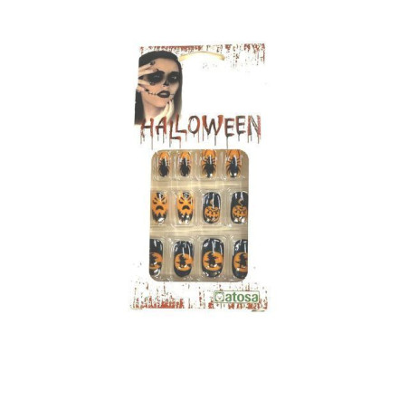 UNGHIE ARANCIONE HALLOWEEN PZ.12 EAN 8422259798811 INGROSSO ACCESSORI HALLOWEEN TRUCCHI