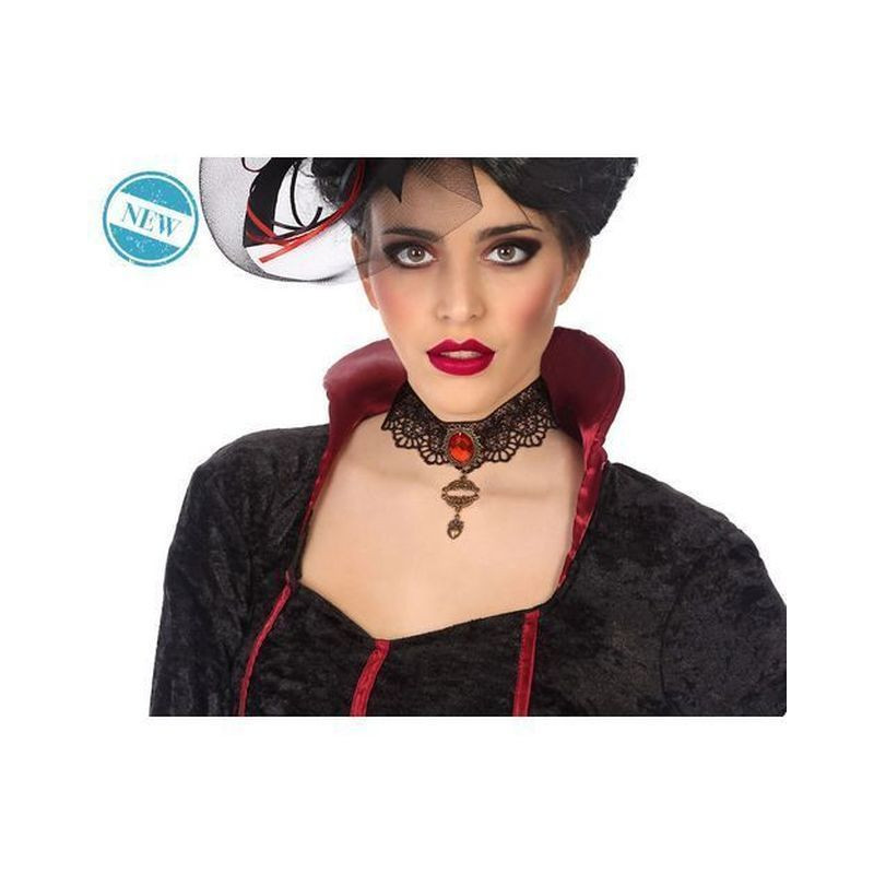 COLLANA CON PIZZO NERO/CUORE/PIETRA EAN 8422259577089 INGROSSO SET TRAVESTIMENTI HALLOWEEN