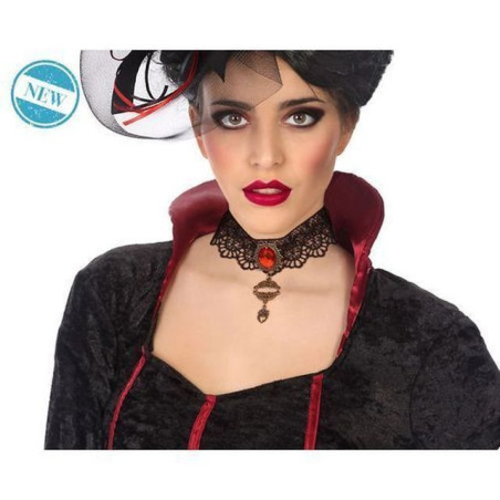 COLLANA CON PIZZO NERO/CUORE/PIETRA HALLOWEEN EAN 8422259577089 INGROSSO SET TRAVESTIMENTI HALLOWEEN