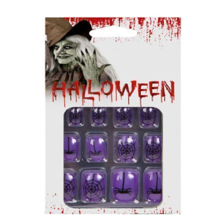 UNGHIE VIOLA HALLOWEEN PZ.12 EAN 8422259798798 INGROSSO ACCESSORI HALLOWEEN TRUCCHI