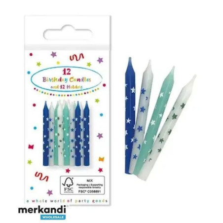 CANDELINA BLU CON SUPPORTO 12PZ FESTA E PARTY EAN 5201184955536 INGROSSO CANDELE COMPLEANNO