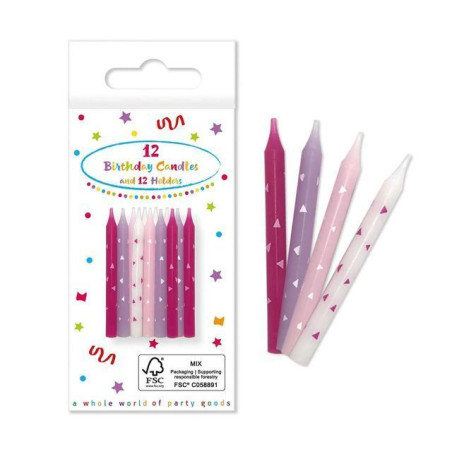 CANDELINA ROSA CON SUPPORTO 12PZ FESTA E PARTY EAN 5201184955529 INGROSSO CANDELE COMPLEANNO