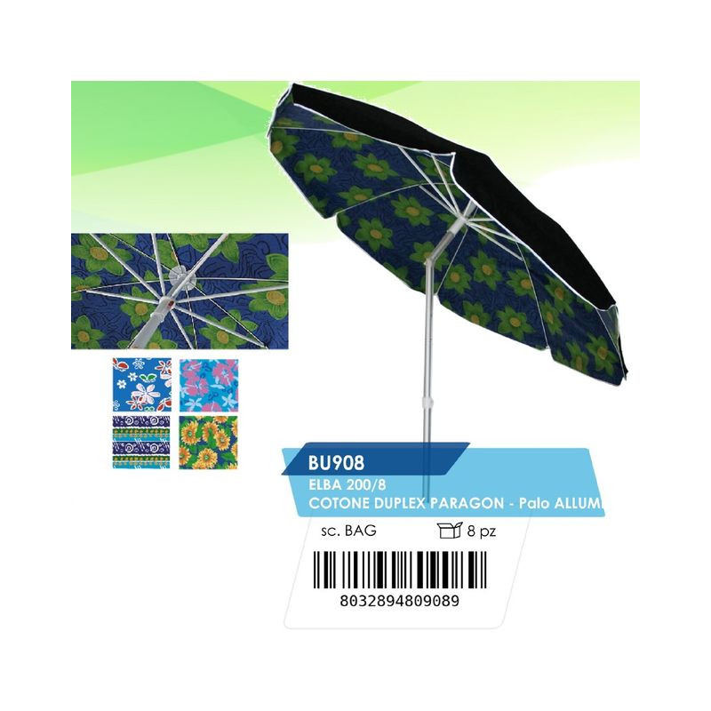 OMBRELLONE ELBA 200/8 COTON DUBLEX ALLUM EAN 8032894809089 INGROSSO OMBRELLONI