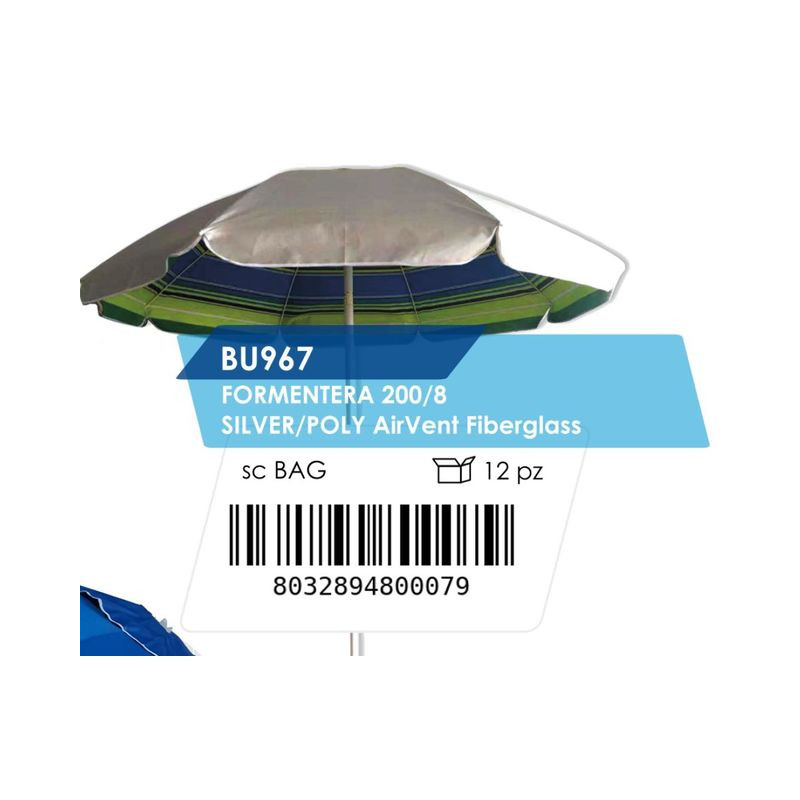 OMBRELLONE FORMENTERA 200/8 AIRVENT EAN 8032894800079 INGROSSO OMBRELLONI