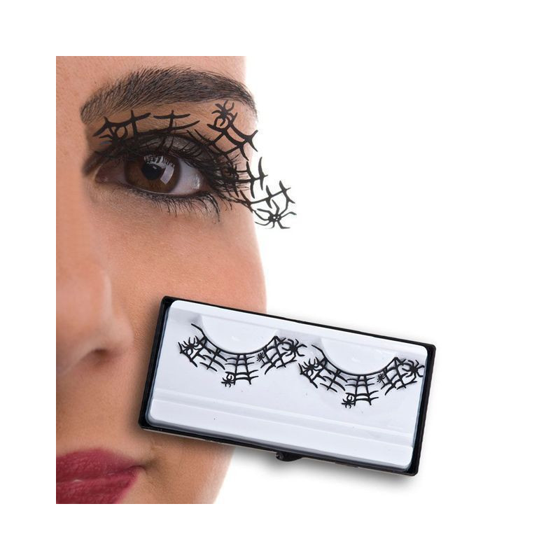CIGLIA NERE CON RAGNATELE IN BLISTER EAN 8004761071981 INGROSSO SET TRAVESTIMENTI HALLOWEEN