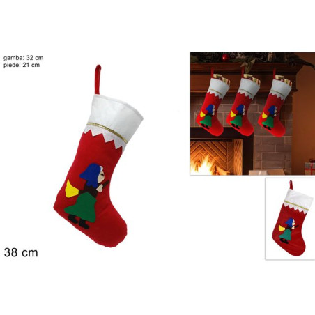 INGROSSO ARTICOLI NATALIZI CALZA BEFANA TESSUTO 40X23CM 8027501213762 INGROSSO ARTICOLI NATALE BEFANA