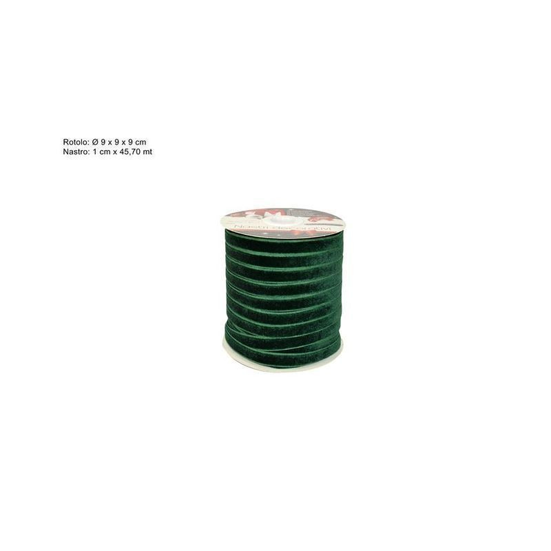 ROTOLO NASTRO VELLUTO 1CMX45,70MT (50Y) EAN 8053482028040 INGROSSO NASTRI NATALIZI PER ADDOBBO