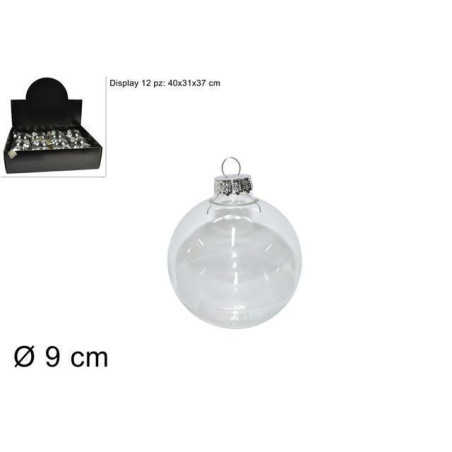 PALLA VETRO TRASPARENTE DIAM.9CM EAN 8033113413674 INGROSSO PALLINE DI NATALE E PUNTALI
