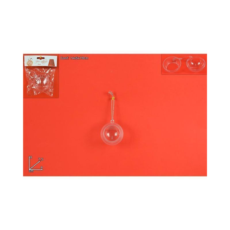 PALLA PLASTICA TRASPARENTE APERTA 8CM AR EAN 8033113597503 INGROSSO ARTICOLI DECORAZIONI NATALIZIE