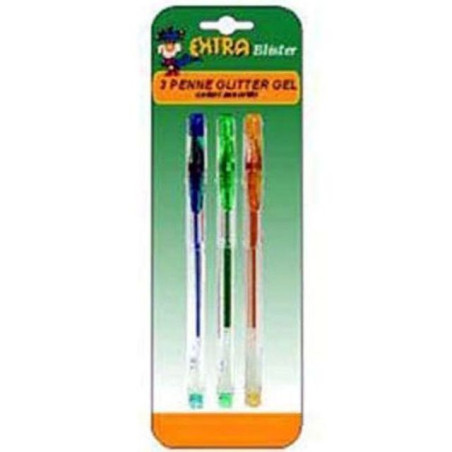INGROSSO CARTOLERIA BL 3 PENNE GLITTER GEL COLORI ASS 8015550023074 INGROSSO PENNE REFIL MARCATORI EVIDENZIATORI