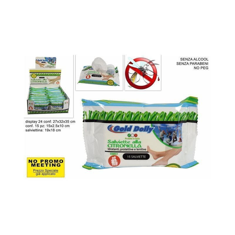 SALVIETTINE CITRONELLA 15PZ 18X19CM EAN 8034048494851 INGROSSO SALVIETTE