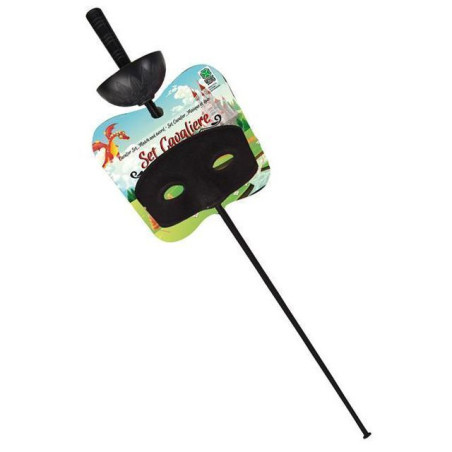 INGROSSO CARNEVALE SET CAVALIERE NERO (MASCHERA E FIORETTO 8004761069179 INGROSSO ARTICOLI CARNEVALE