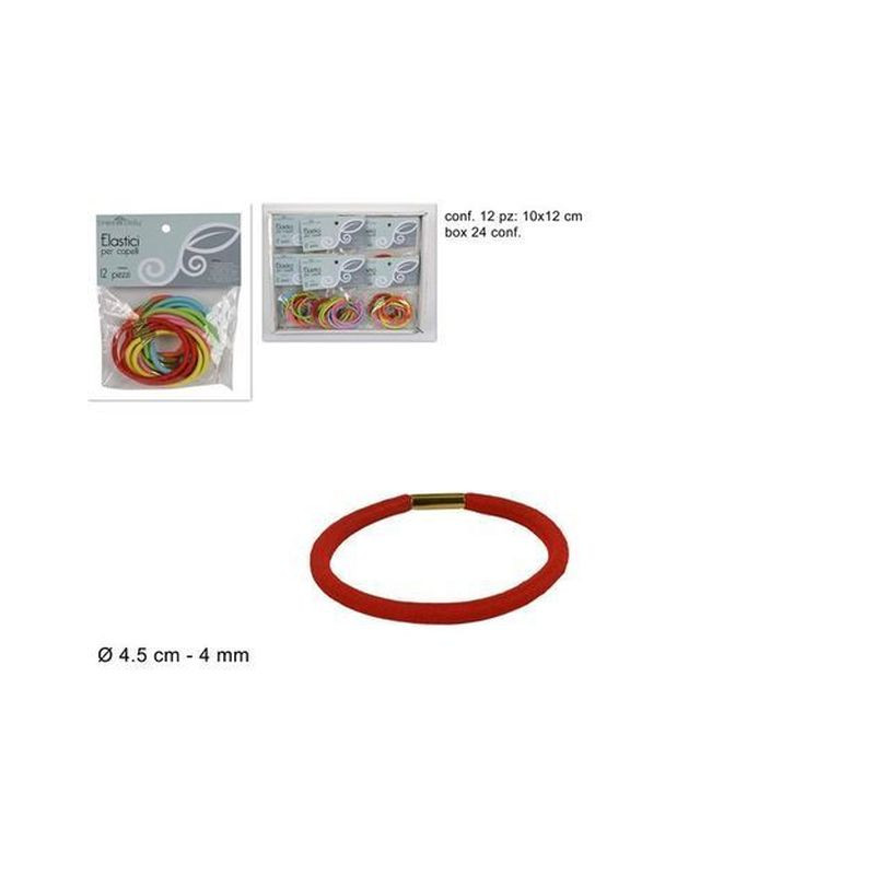 ELASTICI GROSSI COL. FIOR. 12PZ EAN 8027501580413 INGROSSO ELASTICI E FASCE PER CAPELLI