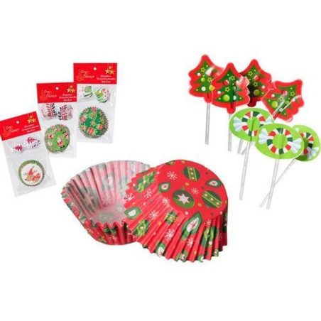 INGROSSO CASALINGHI SET 24 PIROTTINI + 24 STUZZICADENTI SOGG. NATALE 8055329014667 INGROSSO ACCESSORI CUCINA