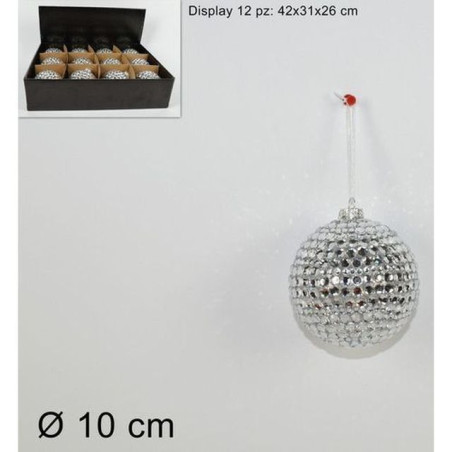 PALLA VETRO SILVER 10 CM. EAN 8033113585043 INGROSSO PALLINE DI NATALE E PUNTALI