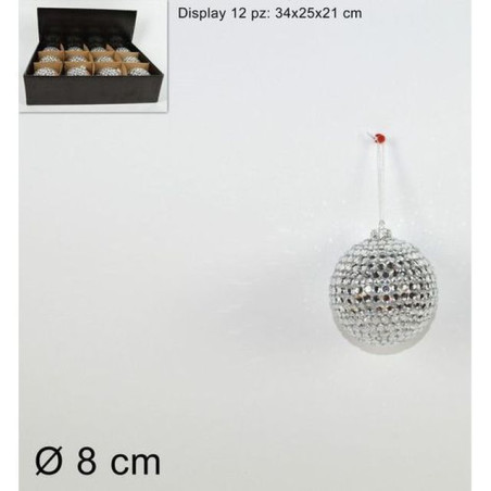 PALLA VETRO SILVER 8 CM. EAN 8033113585111 INGROSSO PALLINE DI NATALE E PUNTALI