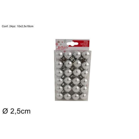 PALLINE D.2,5CM LUCIDE ARGENTO BOX 24PZ EAN 8033113217555 INGROSSO PALLINE DI NATALE E PUNTALI
