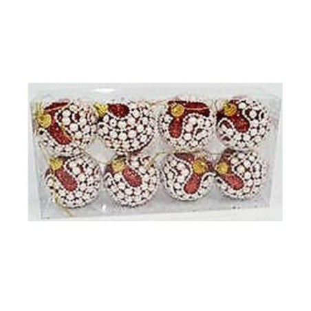PALLE 6CM 8PZ PERLE C/GLITTER ROSSO EAN 8033113574115 INGROSSO PALLINE DI NATALE E PUNTALI