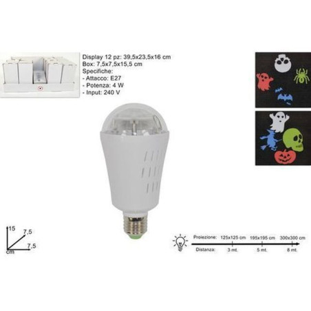 INGROSSO HALLOWEEN LAMPADINA PROIETTORE LED HALLOWEEN E27 4W 240V 15X7.5X7.5CM 8033113694998 INGROSSO ARTICOLI DI HALLOWEEN