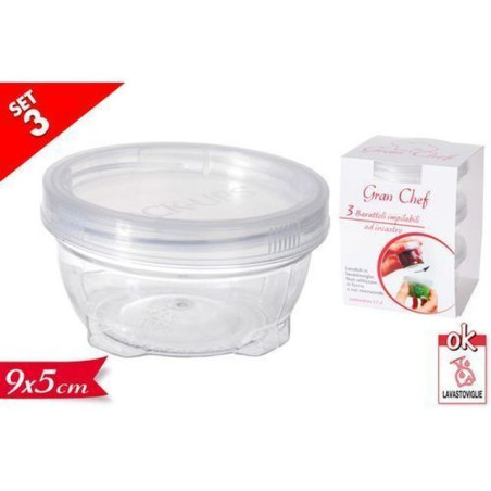 INGROSSO CASALINGHI SET 3 BARATTOLI 0.17L IMPILABILI 9X5CM 8032732236077 INGROSSO ACCESSORI CUCINA CONTENITORI PER ALIMENTI