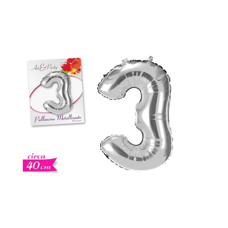 PALLONCINO NUMERO 3 40CM ARGENTO EAN 8055329186890 INGROSSO PALLONCINI COMPLEANNO PALLONCINO NUMERO 3 40CM ARGENTO EAN 8055329186890 INGROSSO PALLONCINI COMPLEANNO