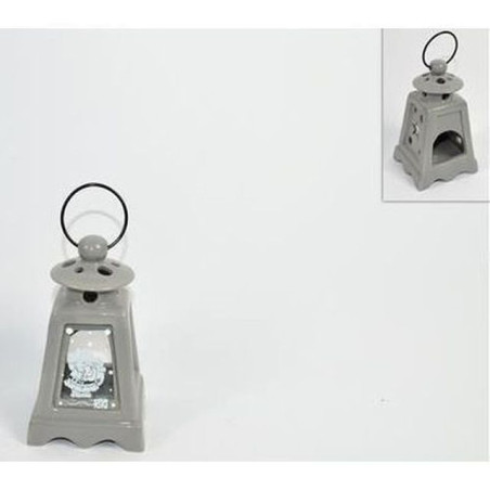INGROSSO CASALINGHI LANTERNA CERAMICA PORTA TEA LIGHT GRIGIA 15CM 8033113560545 INGROSSO ARTICOLI PER CASA