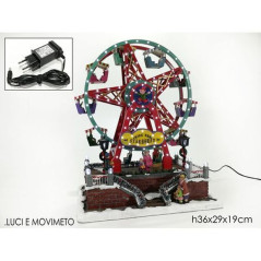 INGROSSO ARTICOLI NATALIZI RUOTA GIOSTRA CON LUCI E MOVIMENTO H.36x29x19CM 8015361196936 INGROSSO DECORAZIONI NATALIZIE