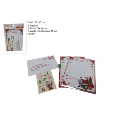 INGROSSO ARTICOLI NATALIZI LETTERA BABBO NATALE C/ACCESSORI 24X37CM BUSTA/MATITA C/GOMMA/ADESIVI/2 FOGLI 8033113421433 INGROSSO