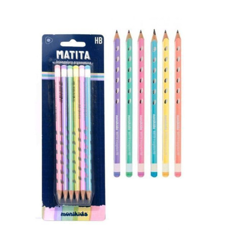 INGROSSO CARTOLERIA MATITA HB TRIANGOLO 6 COLORI BLISTER 8033594004217 INGROSSO PENNARELLI MATITE COLORATE TEMPERE