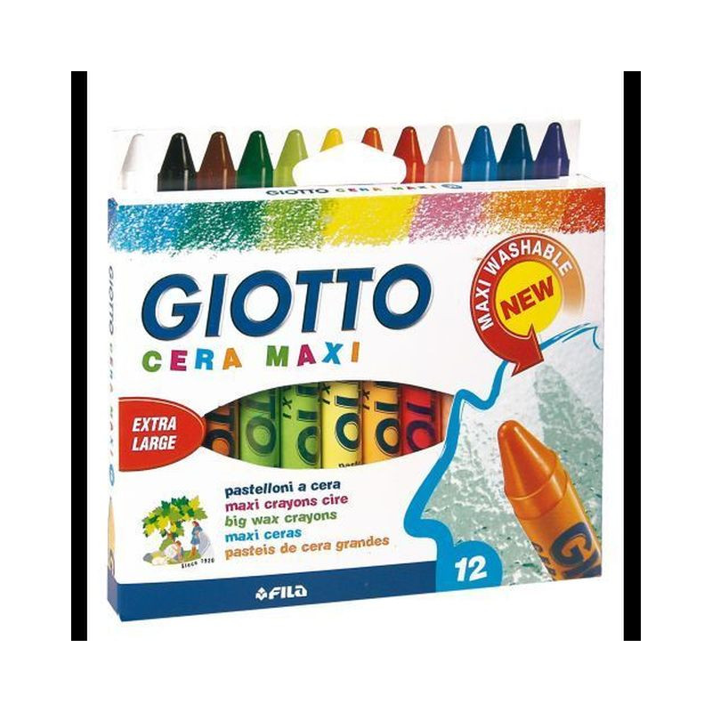PASTELLI CERA GIOTTO MAXI PZ.12 EAN 8000825291203 INGROSSO PASTELLI A CERA