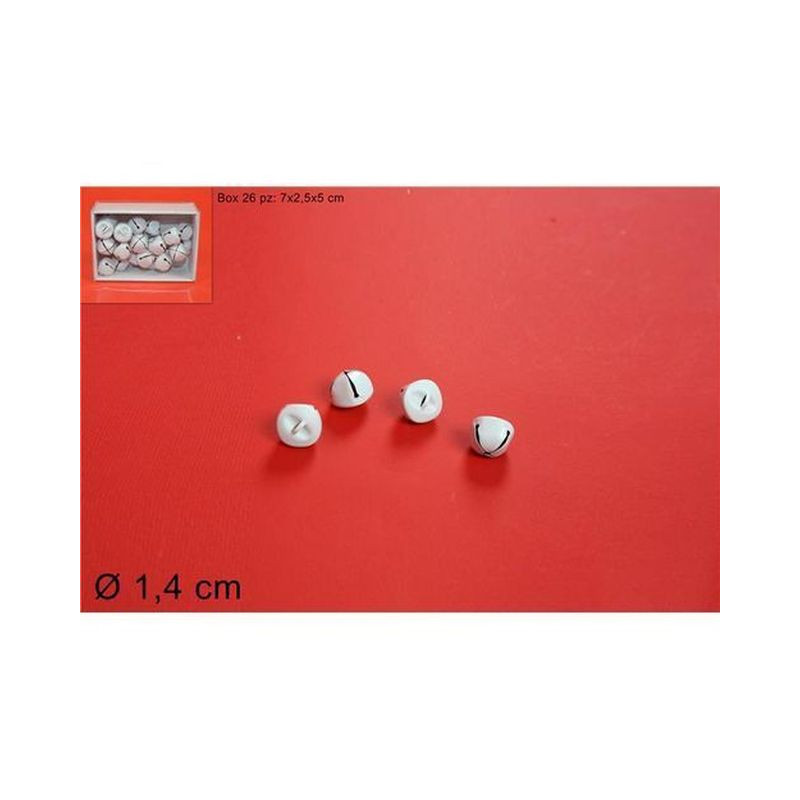 CAMPANELLINI METALLO 1,4CM 26PZ BIANCO A EAN 8033113480058 INGROSSO ARTICOLI DECORAZIONI NATALIZIE