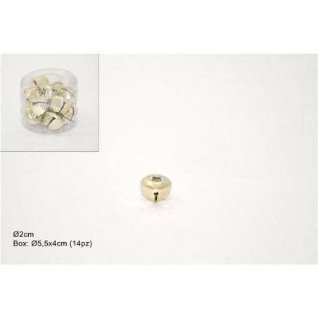 CAMPANELLINI 2CM SET 14PZ IN BOX PVC ORO EAN 8033113502736 INGROSSO ARTICOLI DECORAZIONI NATALIZIE