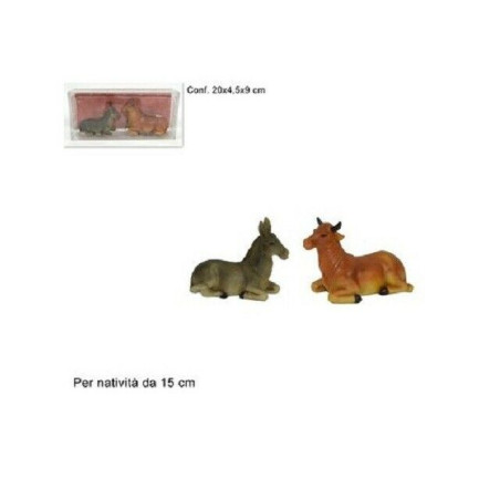 BUE E ASINELLO SET 2PZ IN BOX PVC EAN 8033113528682 INGROSSO PERSONAGGI PER IL PRESEPE E ANIMALI