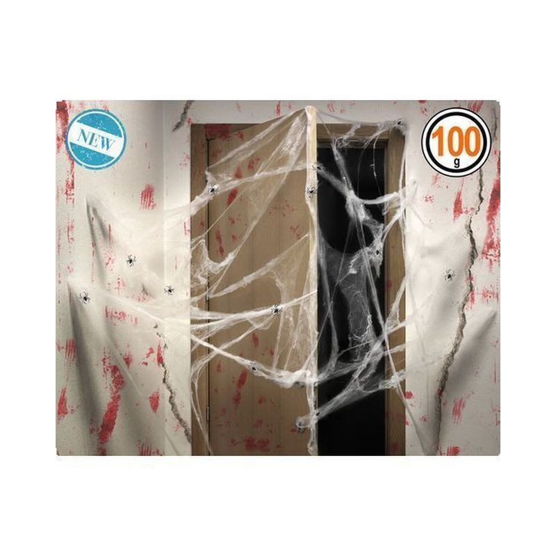 RAGNATELE BIANCHE 100GR BLISTER EAN 8422259590828 INGROSSO DECORAZIONI HALLOWEEN