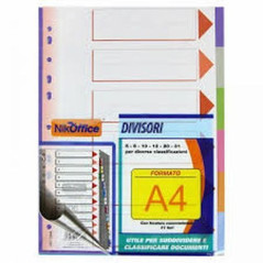 INGROSSO CARTOLERIA DIVISORI PLASTIFIC. 6COL. F.TO A4 8033593005444 INGROSSO RACCOGLITORI RICAMBI BUSTE TRASPARENTI