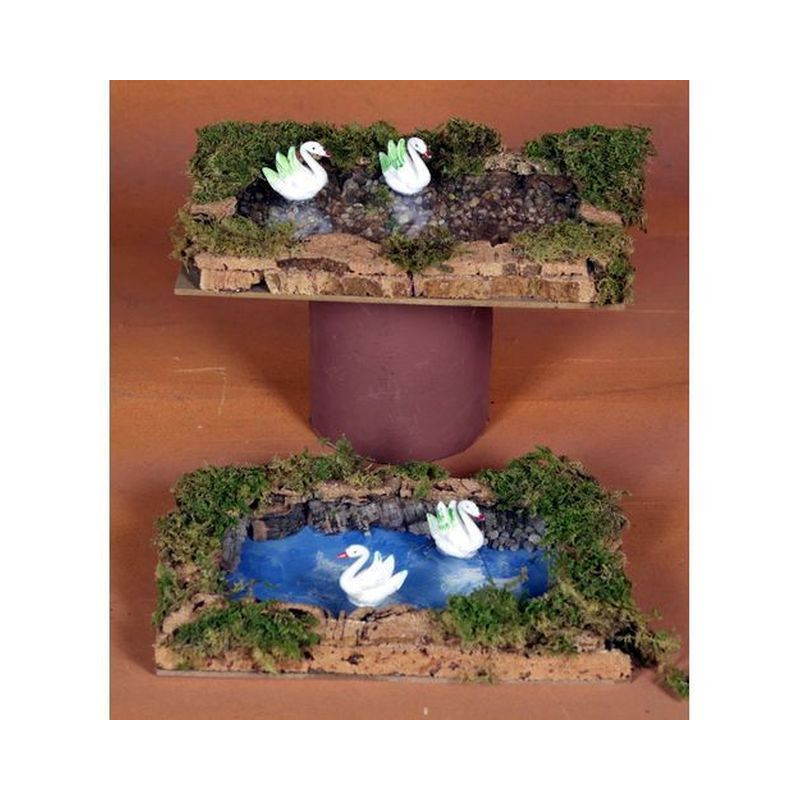 LAGO CM. 20X12 CON DOPPIO CIGNO - 2 M.A. EAN 8018623853615 INGROSSO ACCESSORI PER IL PRESEPE