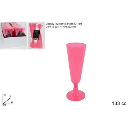 INGROSSO FESTA E PARTY FLUTE PLASTICA 6PZ ROSA 133CC 8034048407561 INGROSSO ARTICOLI PER FESTE BICCHIERI PER PARTY