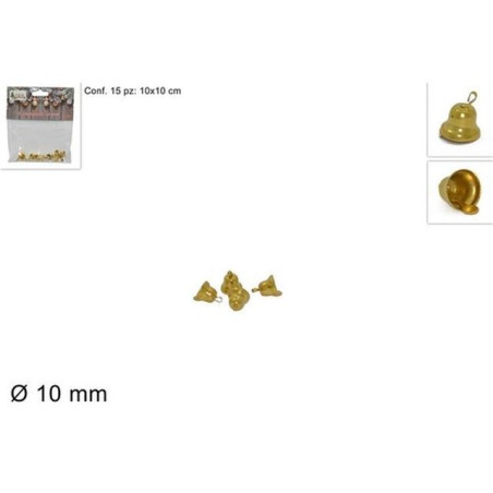 INGROSSO ARTICOLI NATALIZI CAMPANELLE 10 MM SET 15 PZ ORO LD-007B 8033113446085 INGROSSO DECORAZIONI NATALIZIE