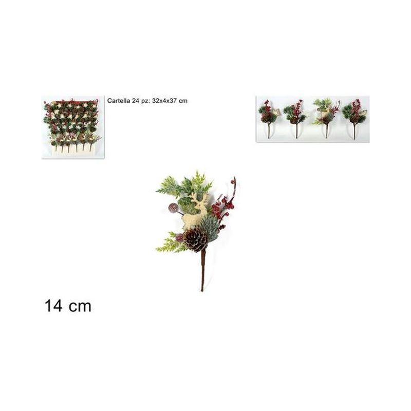 RAMETTI C/SOGGETTI NATALIZI SU CARTELLA EAN 8033113964312 INGROSSO FIORI FINTI NATALIZI