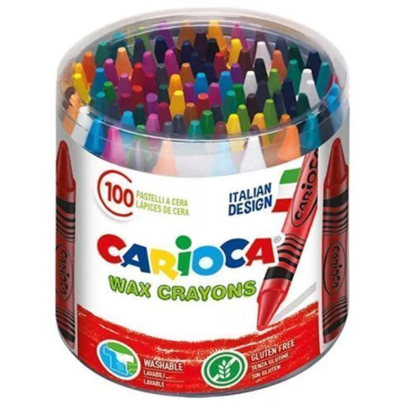 INGROSSO CARTOLERIA CARIOCA PASTELLI CERA BARATTOLO 100PZ 8003511423995 INGROSSO PENNARELLI MATITE COLORATE TEMPERE