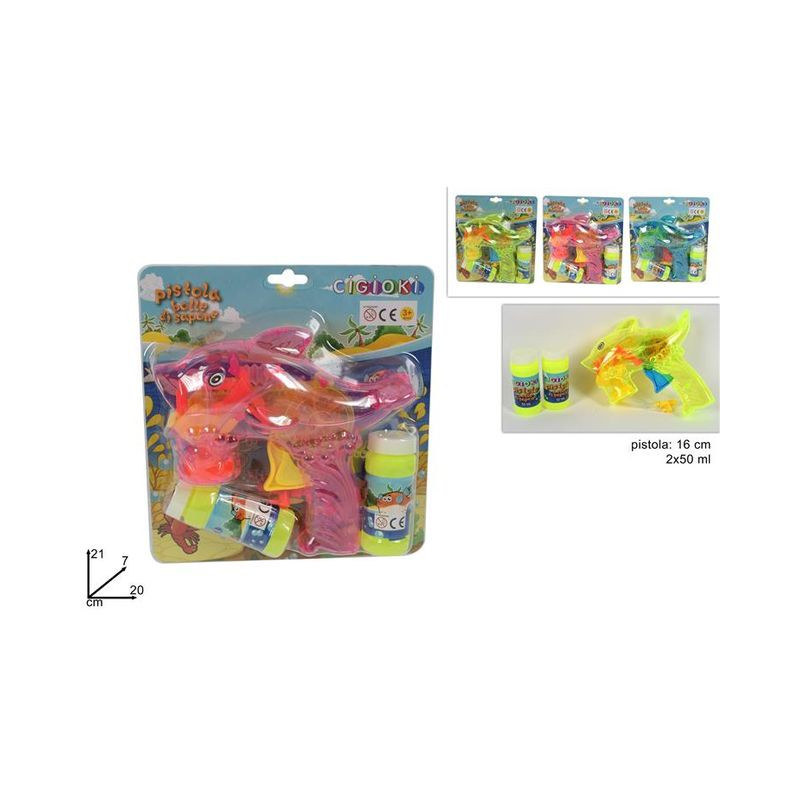BOLLE SAPONE PISTOLA PESCE 2 BOTTIGLIE EAN 8034048495209 INGROSSO BOLLE SAPONE E ACCESSORI