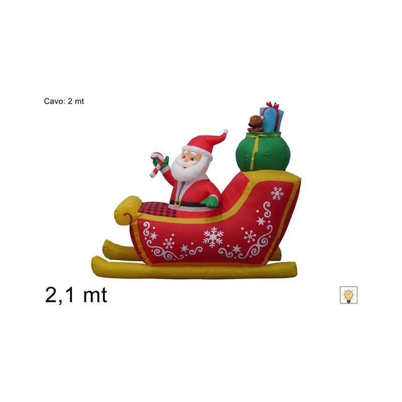 SLITTA C/BABBO NATALE C/LUCI GONFIABILE EAN 8053482142524 INGROSSO OGGETTISTICA NATALIZIA