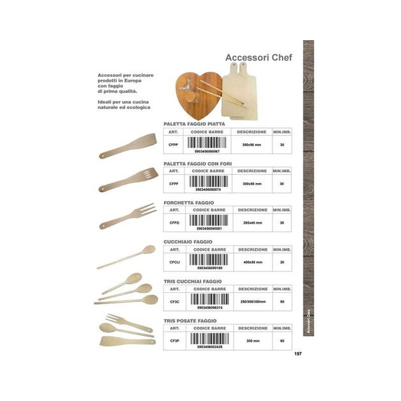 TRIS CUCCHIAI LEGNO 25/30/35 BASIC EAN 5903456098315 INGROSSO ACCESSORI CUCINA