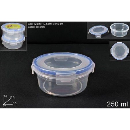 INGROSSO CASALINGHI CONTENITORI TONDI PLASTICA 2X250ML COL 8034048480212 INGROSSO ACCESSORI CUCINA CONTENITORI PER ALIMENTI