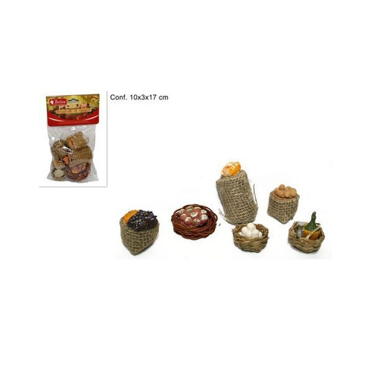 CESTINI PAGLIA C/FRUTTI 6PZEH-030C EAN 8033113005176 INGROSSO ACCESSORI PER IL PRESEPE