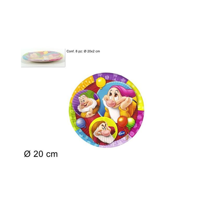 PIATTI CARTA 8PZ 20CM SEVEN DWARFS PARTY EAN 5201184843291 INGROSSO PIATTI PER PARTY